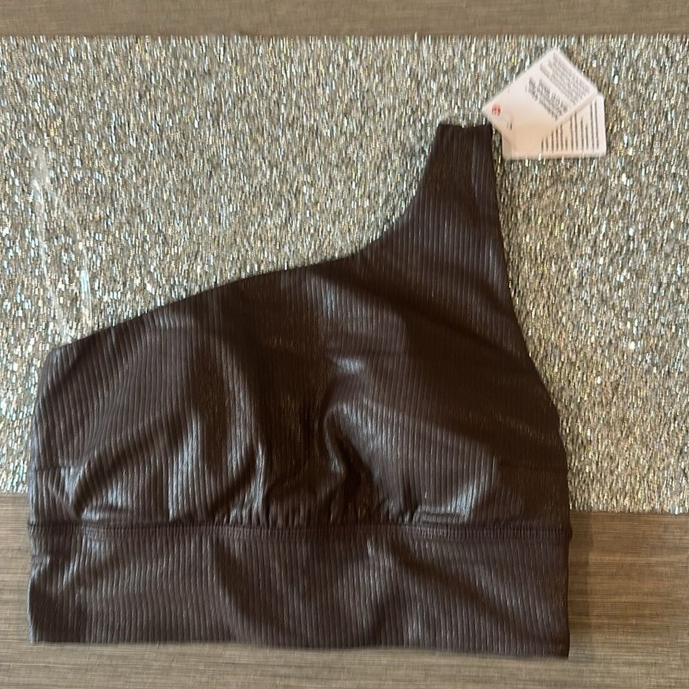 Lululemon Align Asymmetrical Ribbed Bra C/D Cup Shine‎ Espresso size 10 NWT